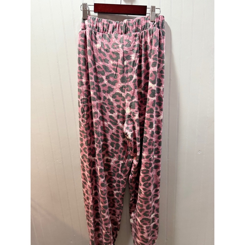Zenana Pink Leopard Print Harem Pants Elastic Waist Tapered Joggers Womens L - Picture 4 of 4